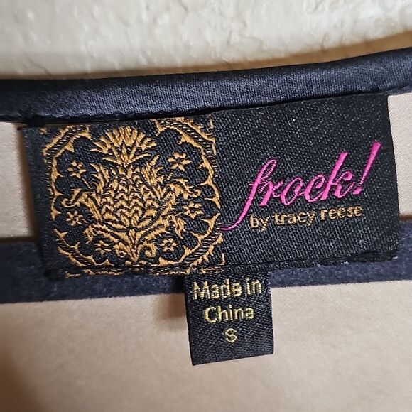 Frock By Tracy Reese Small 100% Silk Beige and Black Scalloped Trim  Dress - Picture 5 of 8